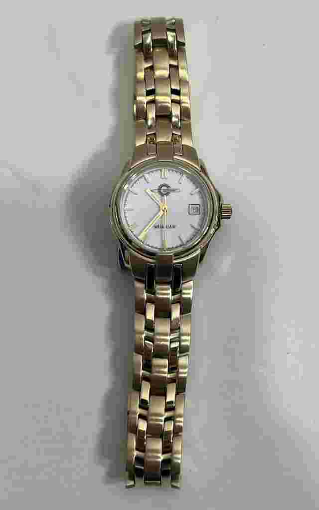 571 amalgamated MDA-UAW Date Gold Tone Ladies Quartz Ronda Movement Watch