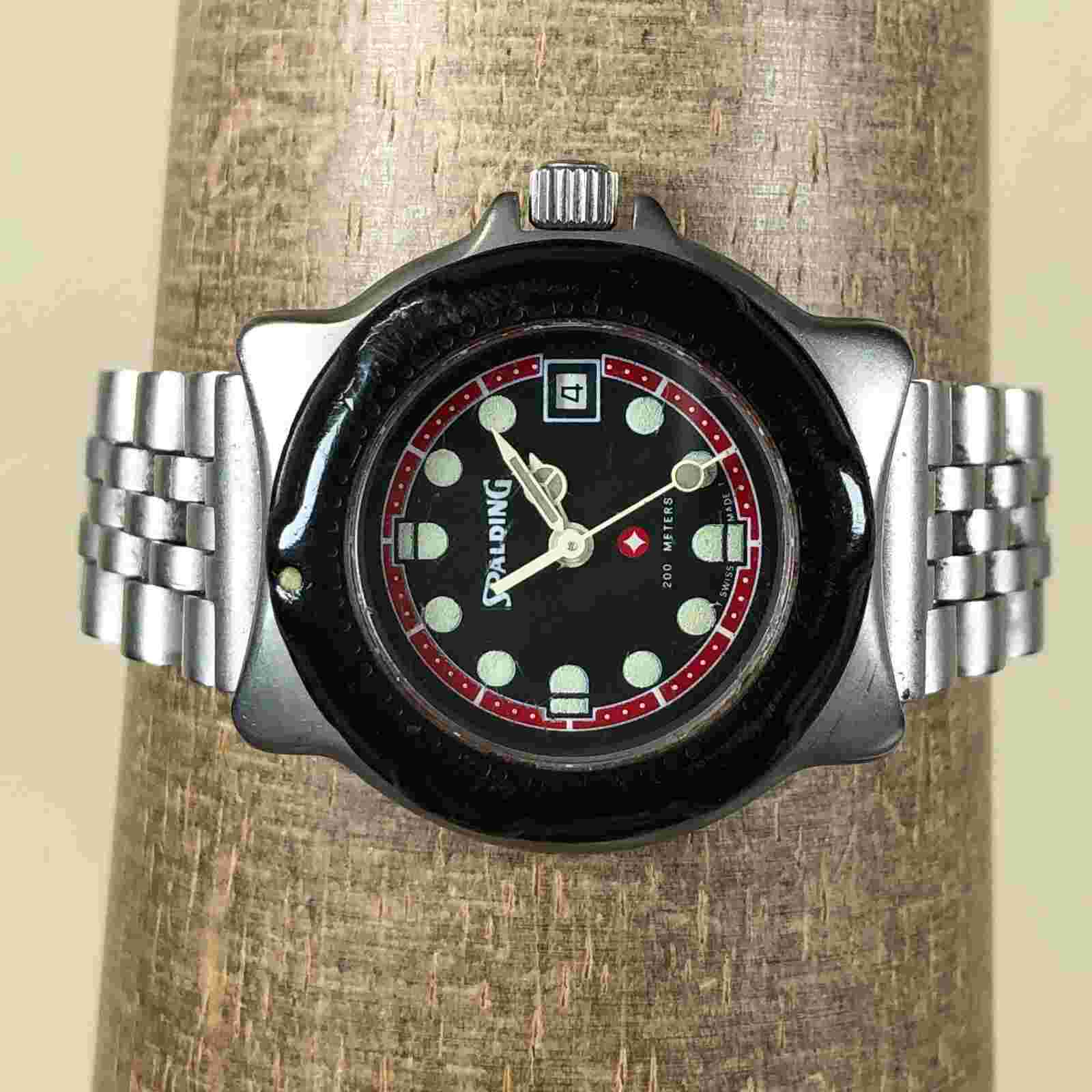 Spalding Women 7876 Date Silver Tone Round Quartz Analog Watch 6 1/4"