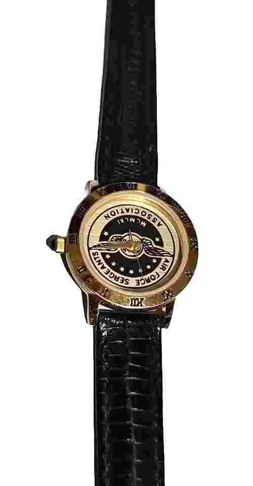 New Infiniti 18K Gold Plated Air Force Sargeants Association Leather Band Read