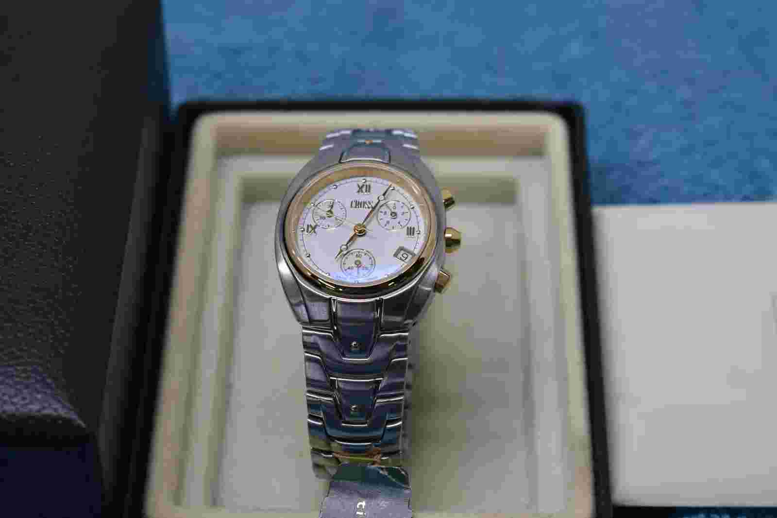 Cross Chronograph LW21B Gold and Stainless Swiss Made 28mm Vintage Stock