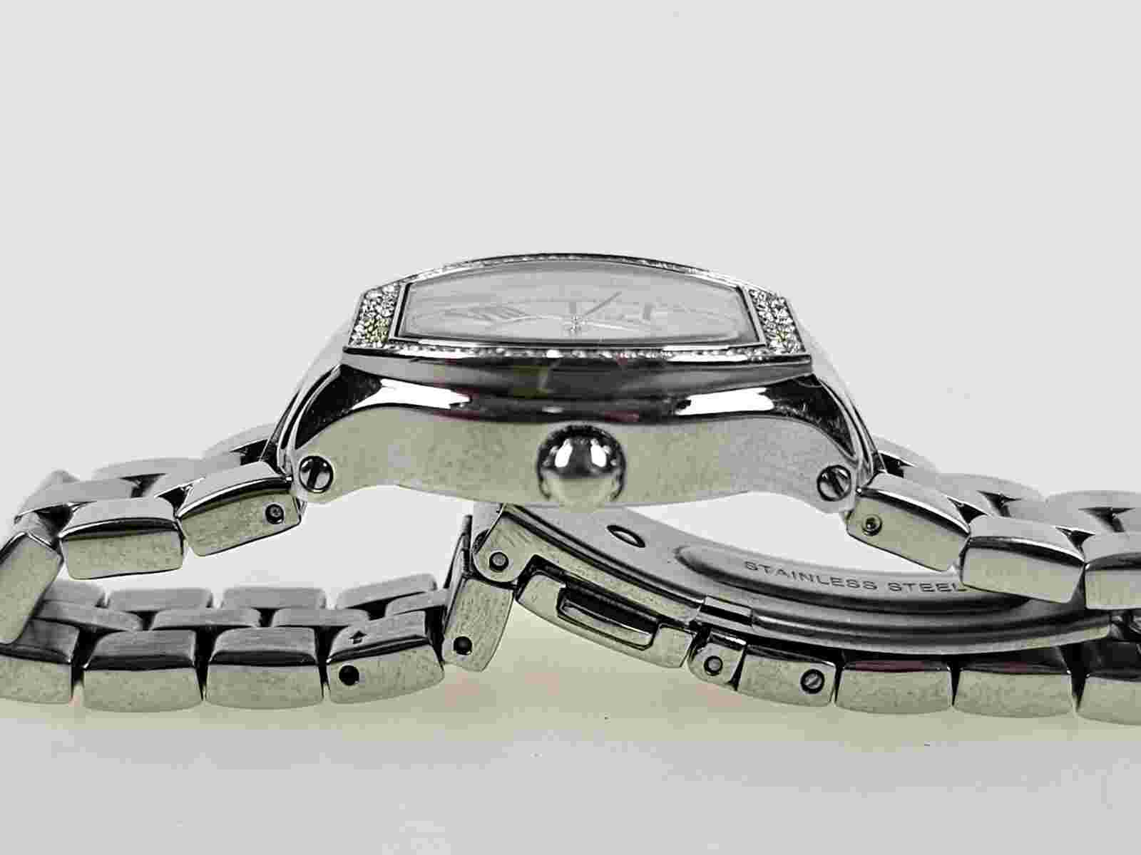 Jennifer Lopez FMDJL500 991210 Silver Tones with Gems Wrist Watch Works Great!