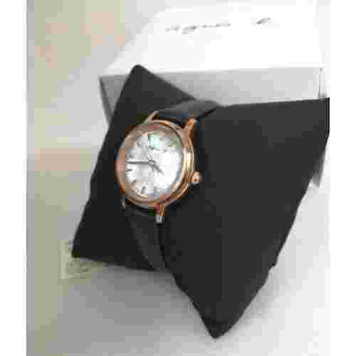AGNES B. Solar Analogue Watch V137-KLS0 BLK.GLD Box