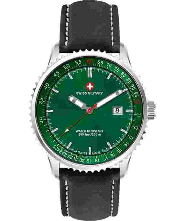 CX Swiss Military Lightning Rawhide Swiss Watch 44mm Case 20ATM Green Dial 31191