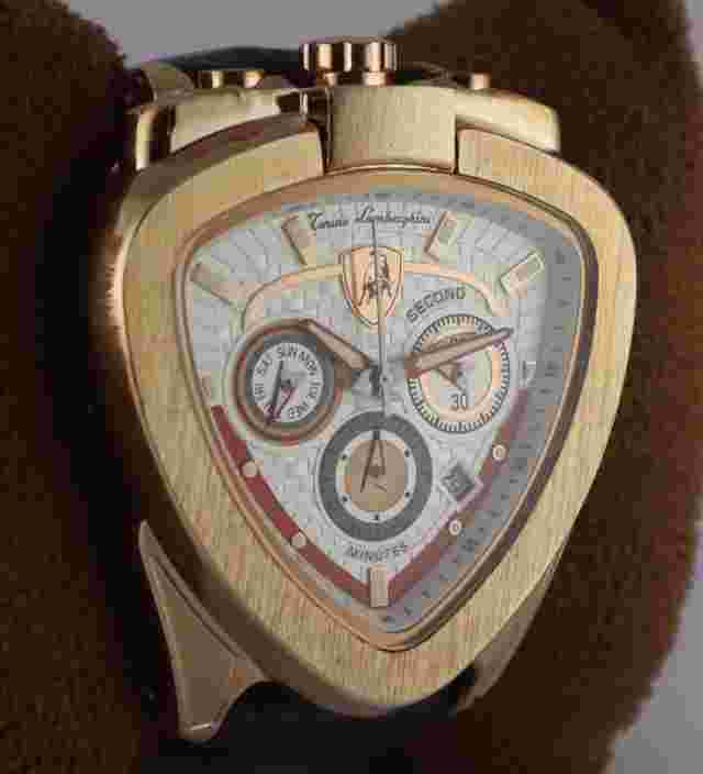 Luxury Lamborghini Chronograph White Dial Date/Day Men Wristwatch Leather Band