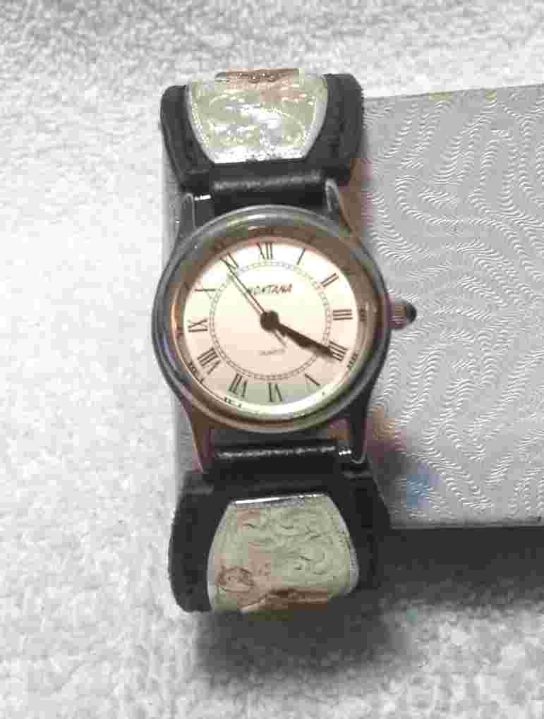 Montana Silversmiths Watch Gold Horsehead Silver Flower Filigree New Bat CLR+Box