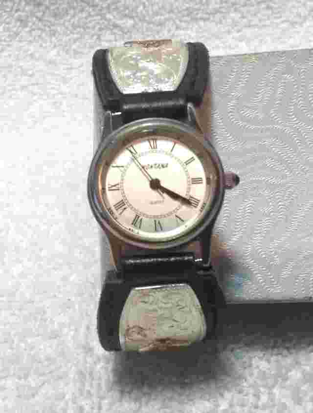 Montana Silversmiths Watch Gold Horsehead Silver Flower Filigree New Bat CLR+Box