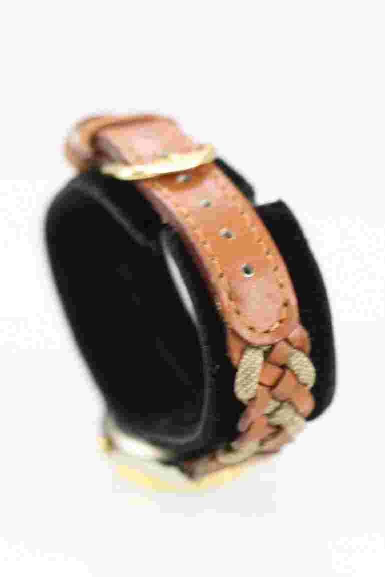 LA Express Women Watch Silver Gold Stainless Brown Leather WR Date Beige Quartz