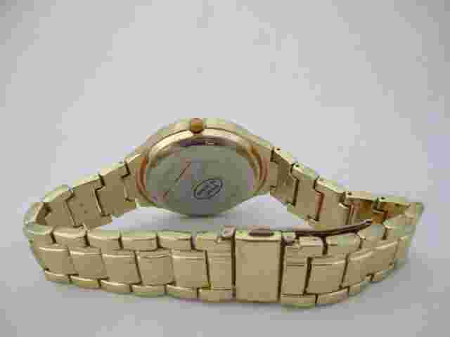 Gino Milano Men's Gold Toned Band Analog Watch Bling Rhinestones