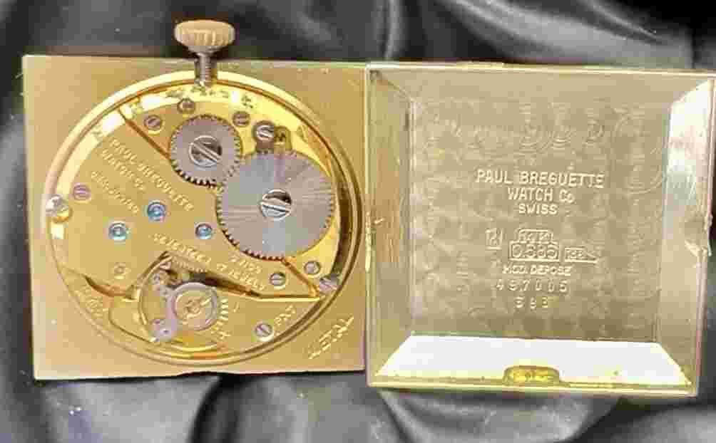 Paul Breguette 14k Gold Mens Manual Wind Swiss Watch 28x28mm