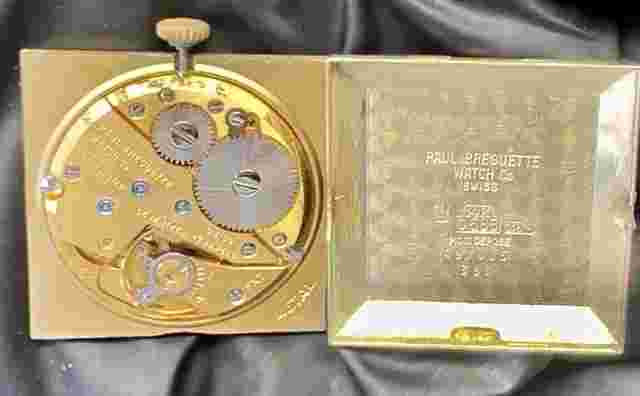 Paul Breguette 14k Gold Mens Manual Wind Swiss Watch 28x28mm