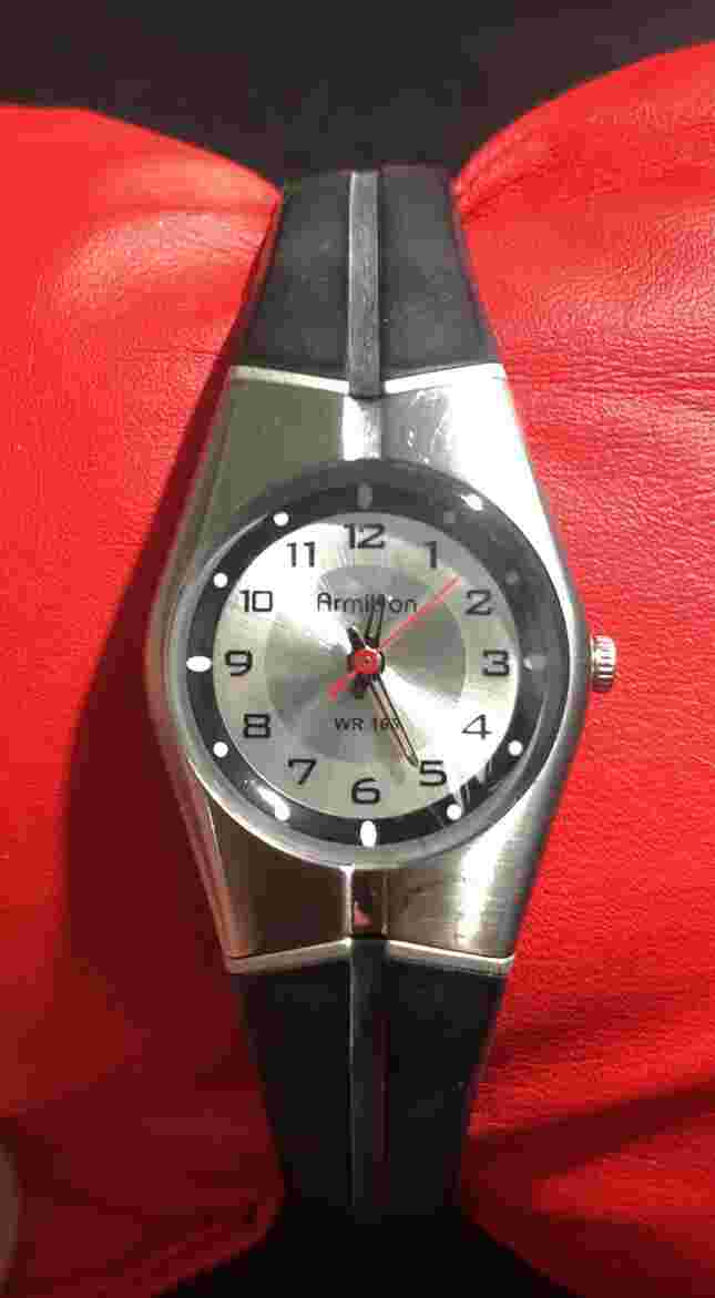 Armitron Sport Slim 25-6355 Black Silver,Sport Watch, Super Clean New Battery!!