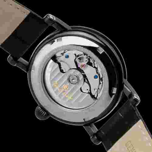 LOUIS BOLLE ADVOCATE MENS AUTOMATIC LUXURY WATCH NEW BLACK LEATHER
