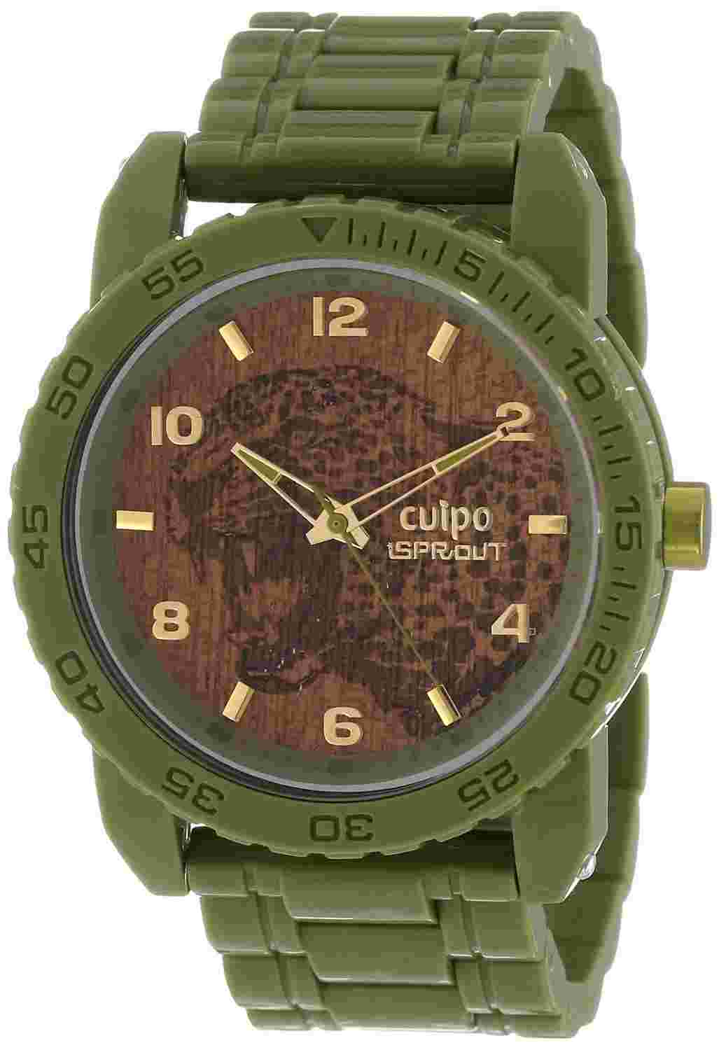 SPROUT ARMY GREEN CORN RESIN BRACELET JAGUAR RESPECT& PROTECT DIAL WATCH SC/7001