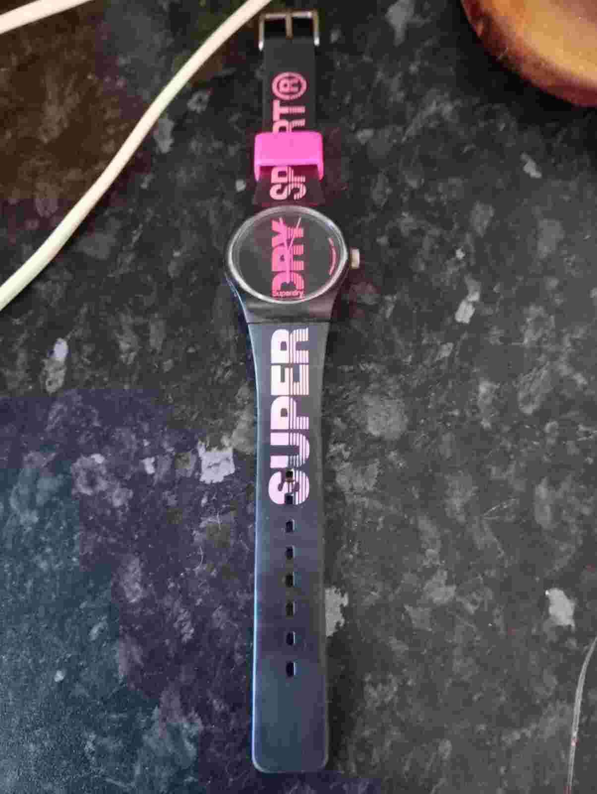 Lovely Ladies Black/Pink Superdry Watch.