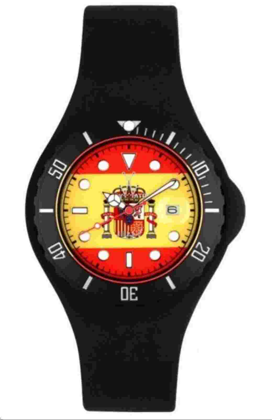 ToyWatch Jelly Flag Spain #JYF07SP Only Time Black Velvety Soft Watch ret. $175