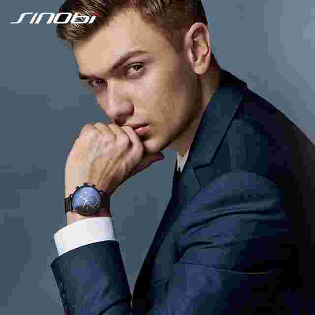SINOBI Mens Watchestainless Steel Quartz Wristwatch for Men Luminous Pointer