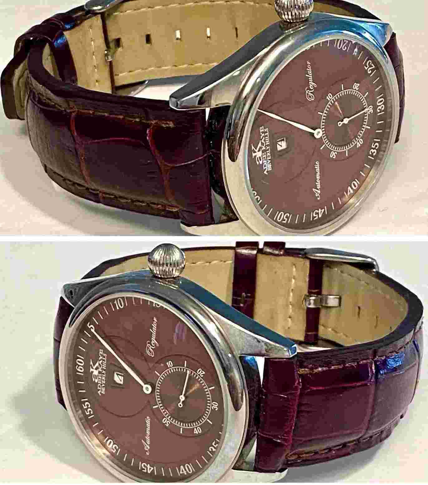 42mm Auto JUMP HOUR Brown Dial & Strap REGULATOR Adee Kaye Dress/Casual Watch