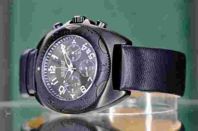 BEUCHAT TIKEHAU MENS WATCH BLACK CHRONOGRAPH BLACK LEATHER BAND
