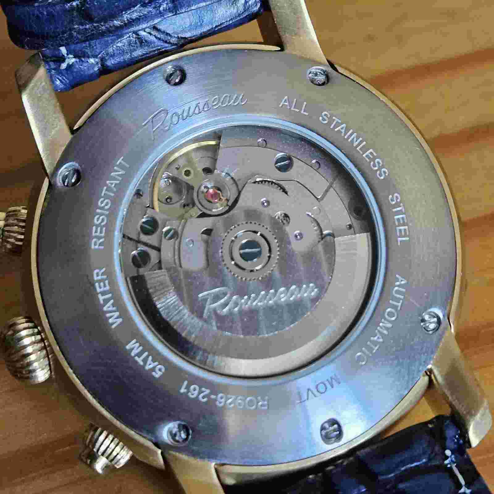 Rousseau Automatic Skeleton RO926-261 5ATM Men's Watch w/Box Leather Band BX.3