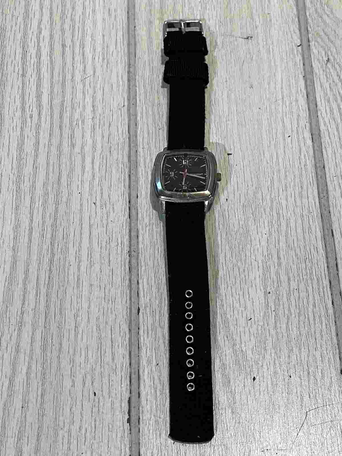 Vintage Joe Boxer Watch Mens Silver Tone Black Band