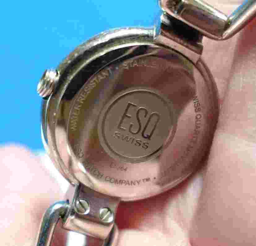 ESQ SWISS BY MOVADO WOMENS BRACELET WATCH SILVER BLACK FACE QUARTZ