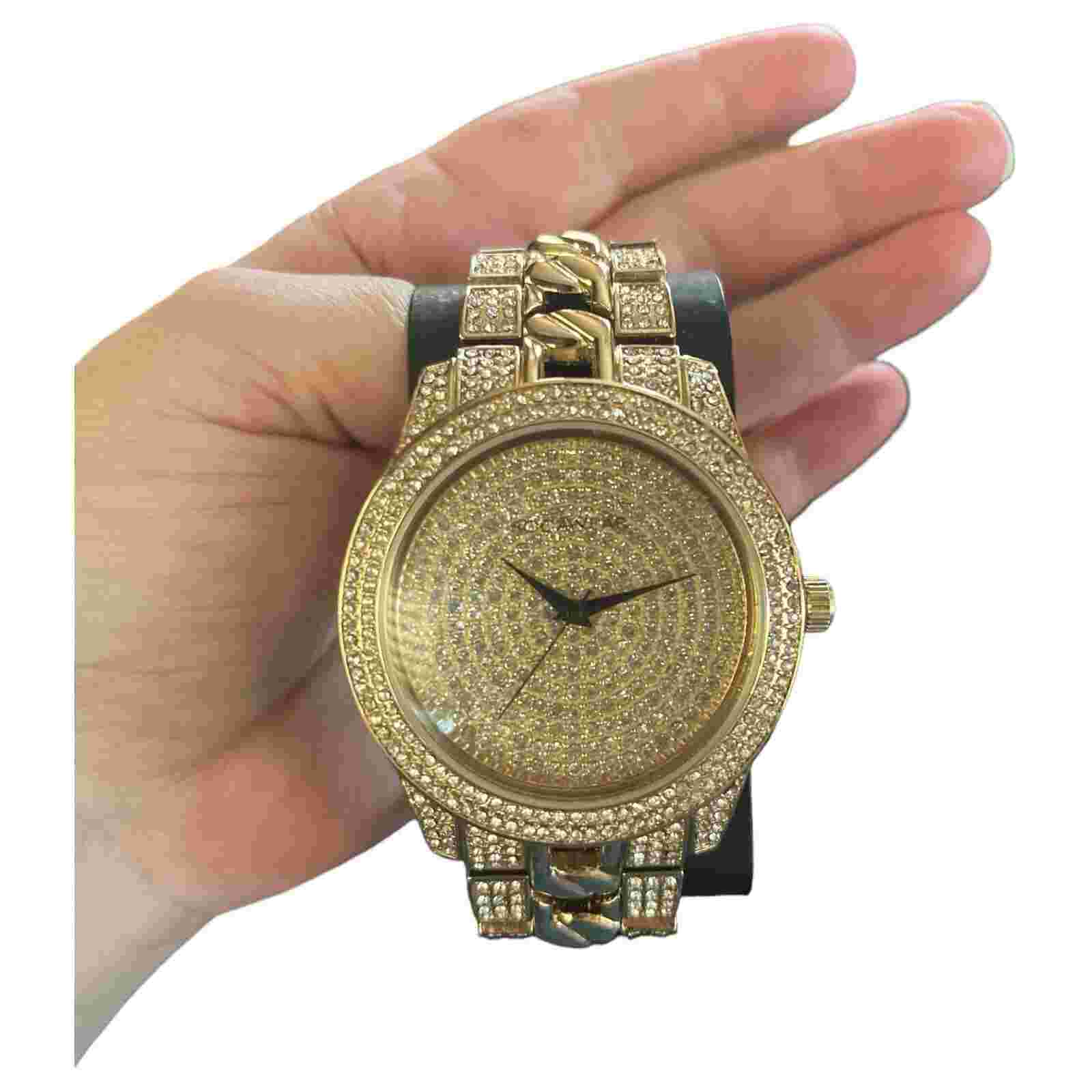Rocawear Men’s Blinged Out Gold Tone Watch