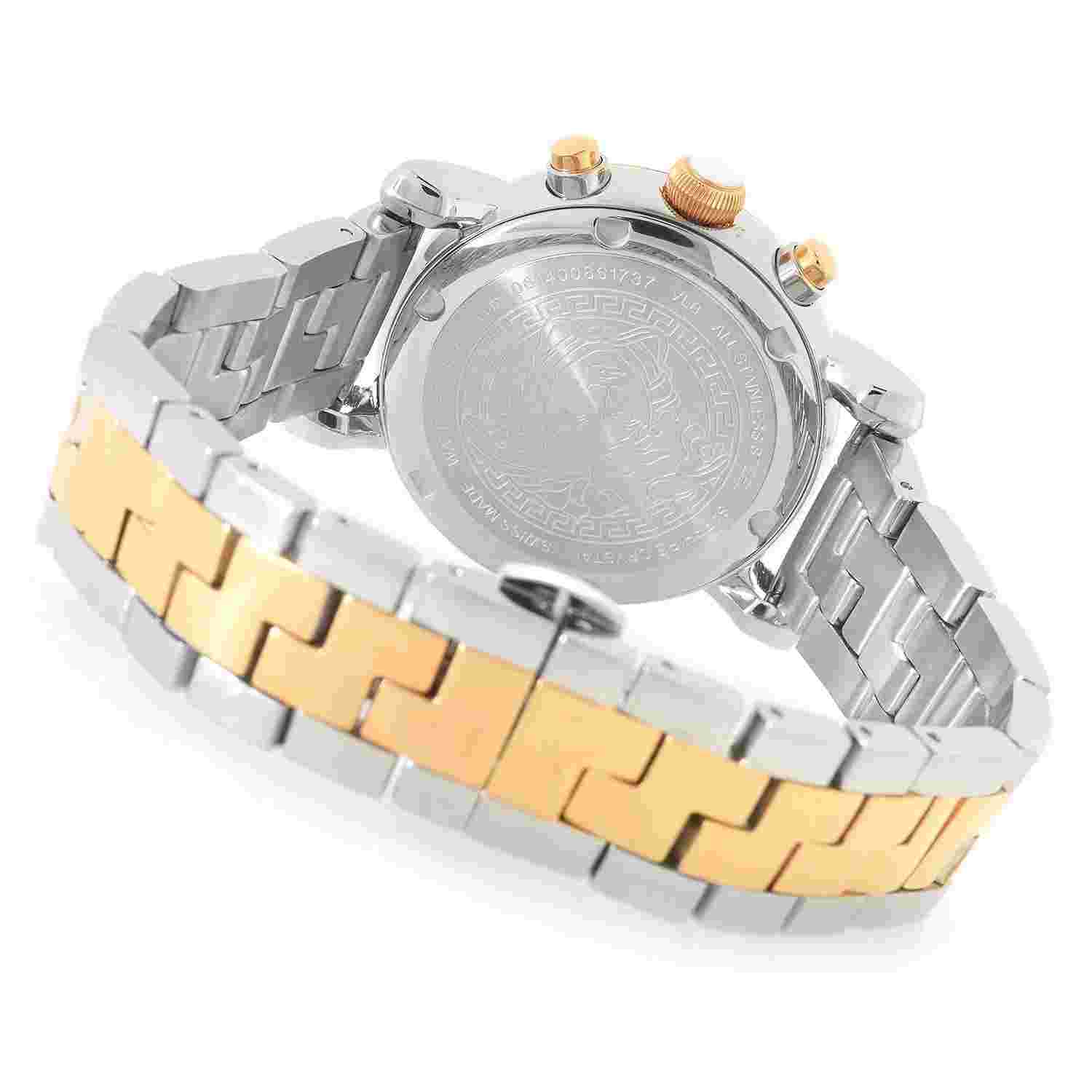 Versace Women's VLB0900 14Day Glam Chronograph MOP Dial Two-Tone Steel Watch NIB