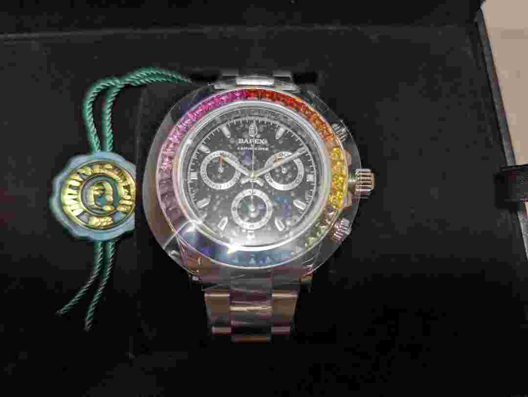BAPEX TYPE4 Crystal Stone Rainbow Besel analog watch men