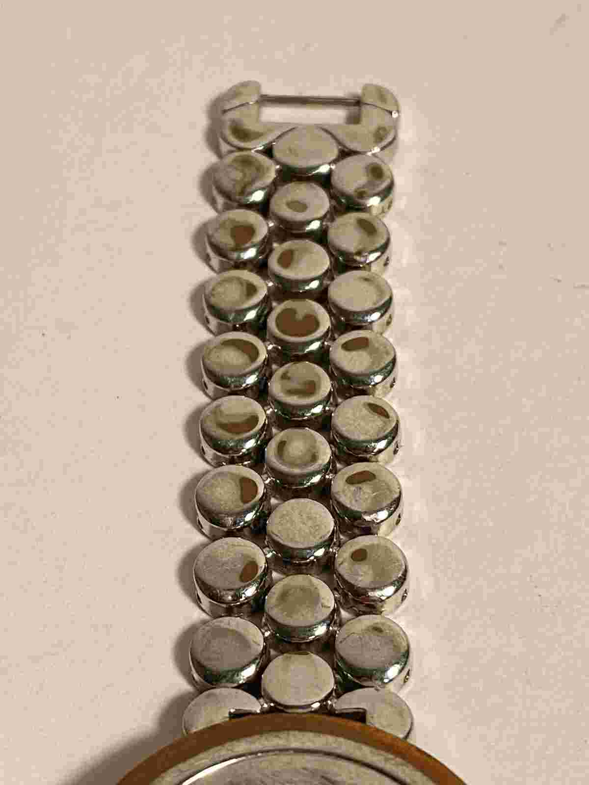 NY&C Women’s Silver Tone Wrist Watch Quartz Round Dot Link stainless steel band