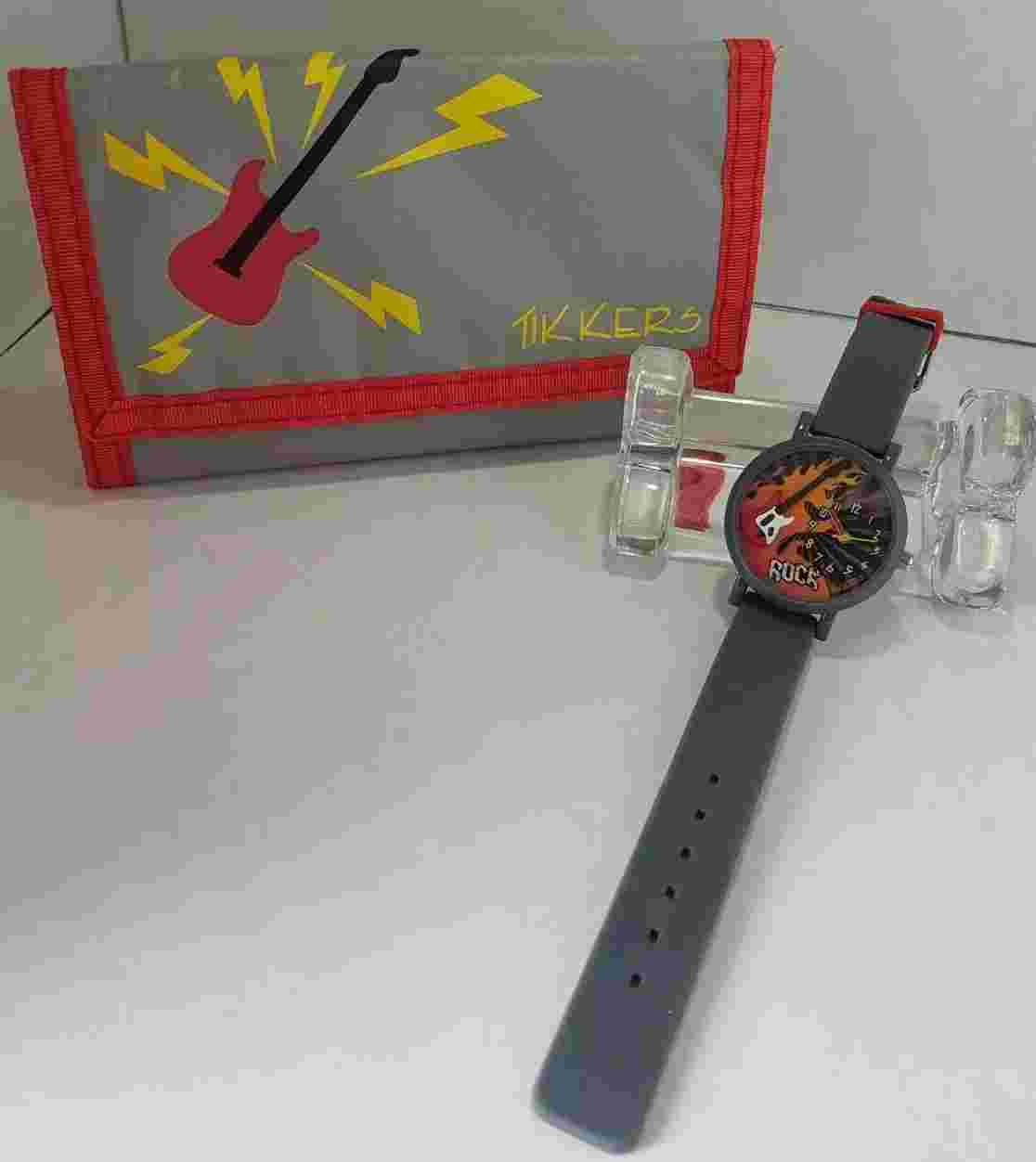 Tikkers Grey and Red 3D Dial Rock Watch and Wallet or Purchase separately