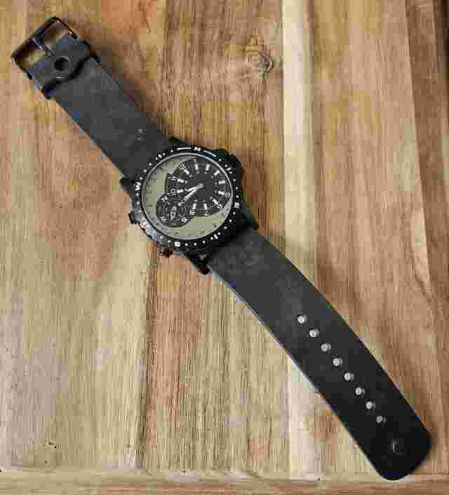Vtg Men's Columbia Waypoint Travel Compass Watch CA002-001 48mm 8 1/2" Oversized