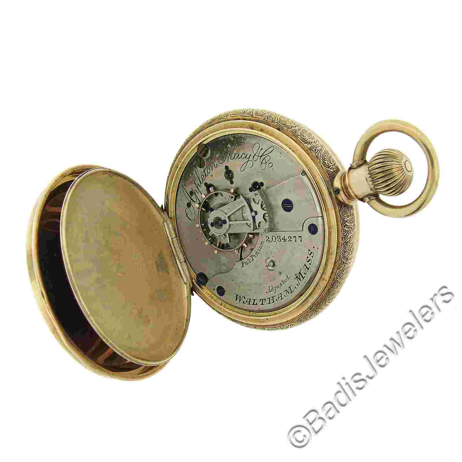 Antique Waltham A.T&Co. 15j Pocket Watch in 14k Yellow Gold Hunter Case Size 18s
