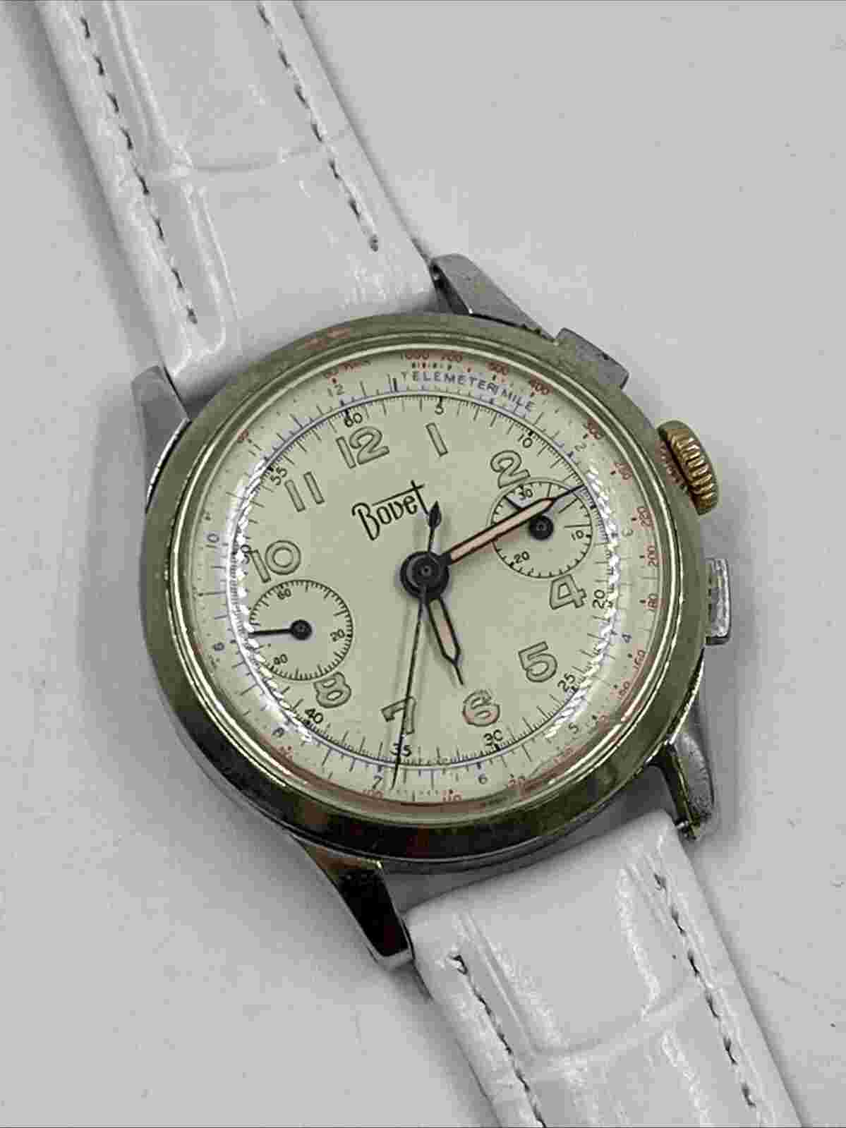 Vintage Bovet Freres & Co. French Chronograph Wristwatch 1950's Landeron Mvt