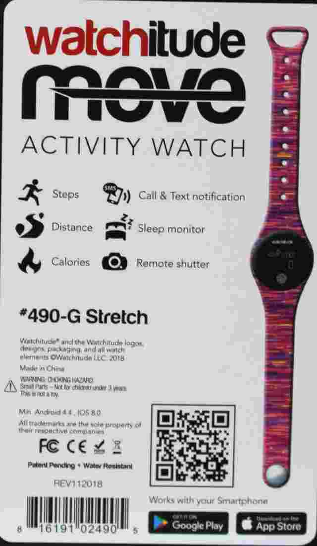 Activity Watch by Watchitude Move Tracks Steps, Calories & Distance #490 Stretch