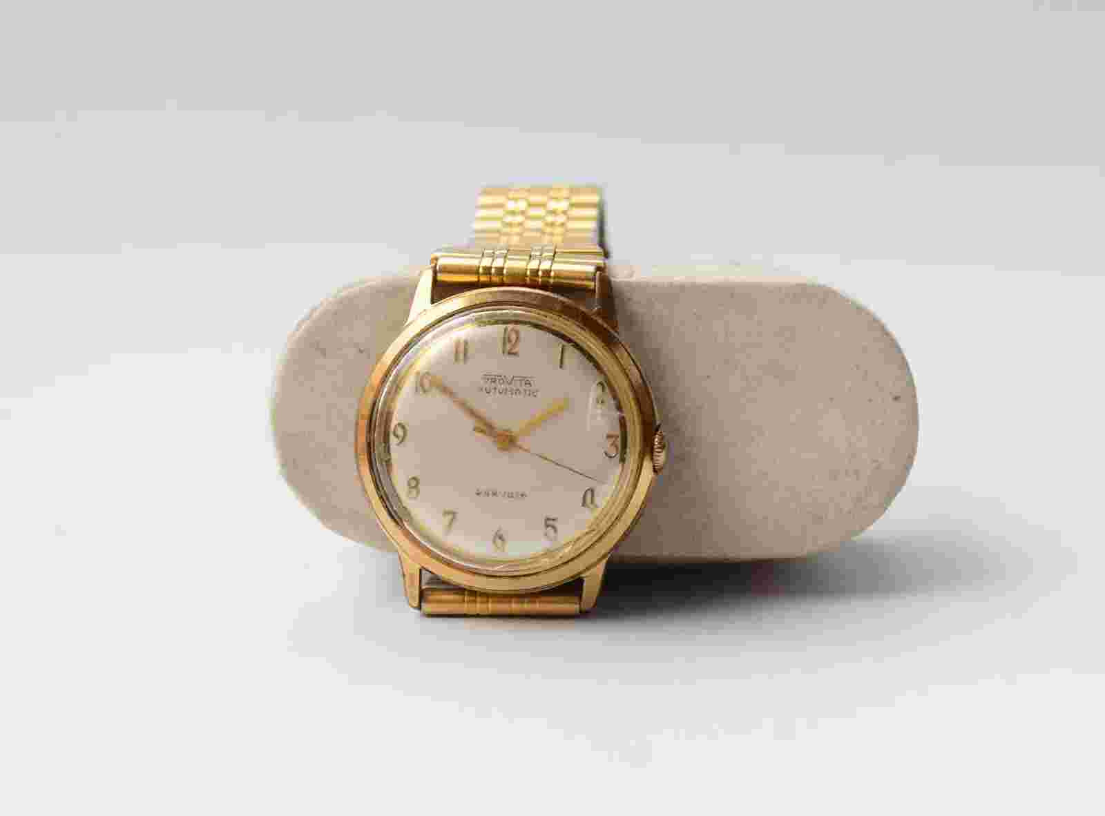1960's PROVITA AUTOMATIC Vintage SWISS GoldPlated Mechanical Wristwatch 25JEWELS