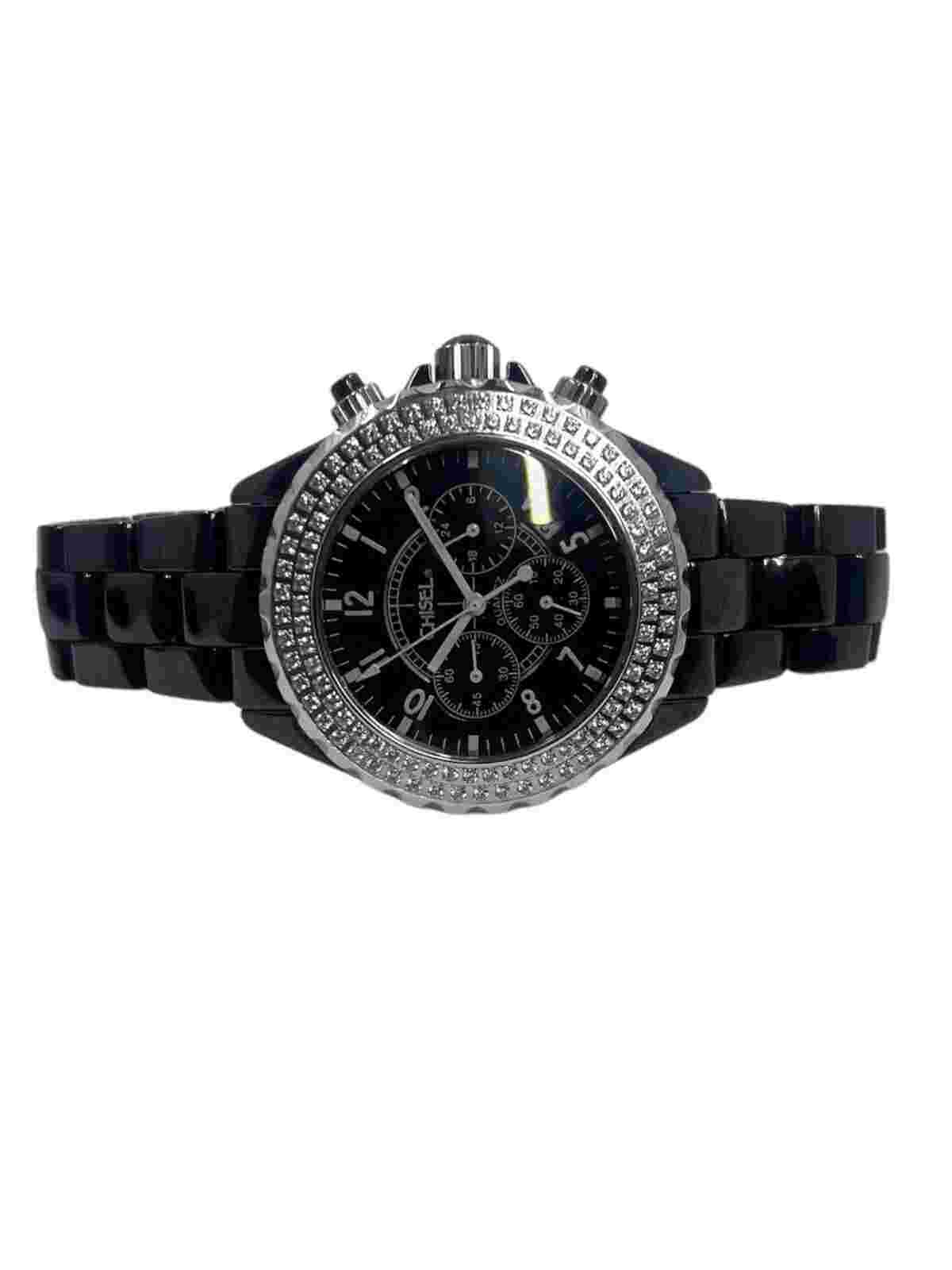 Chisel Unisex Black Ceramic Chronograph Watch 42mm