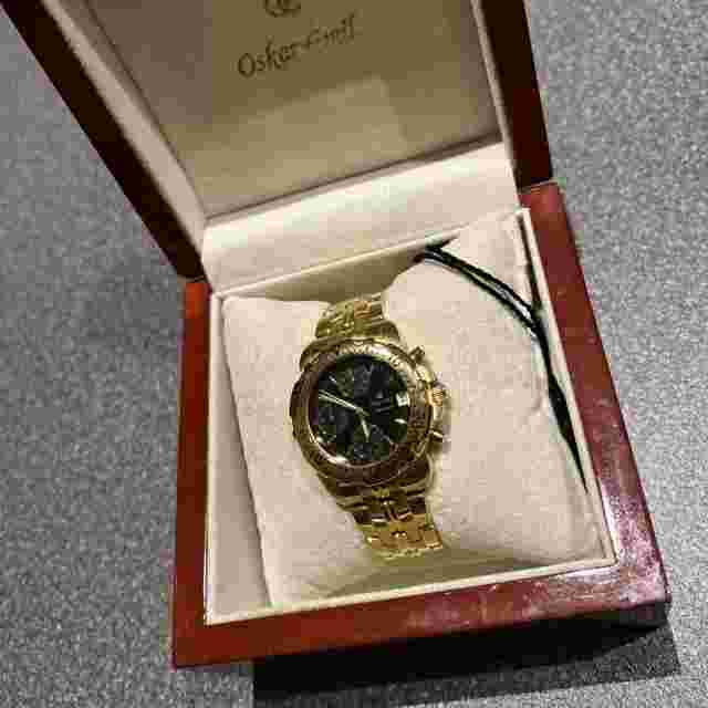 Oskar Emil Caesium 2004 23K Gold Plated Chronograph Mens Watch Boxed And Papers