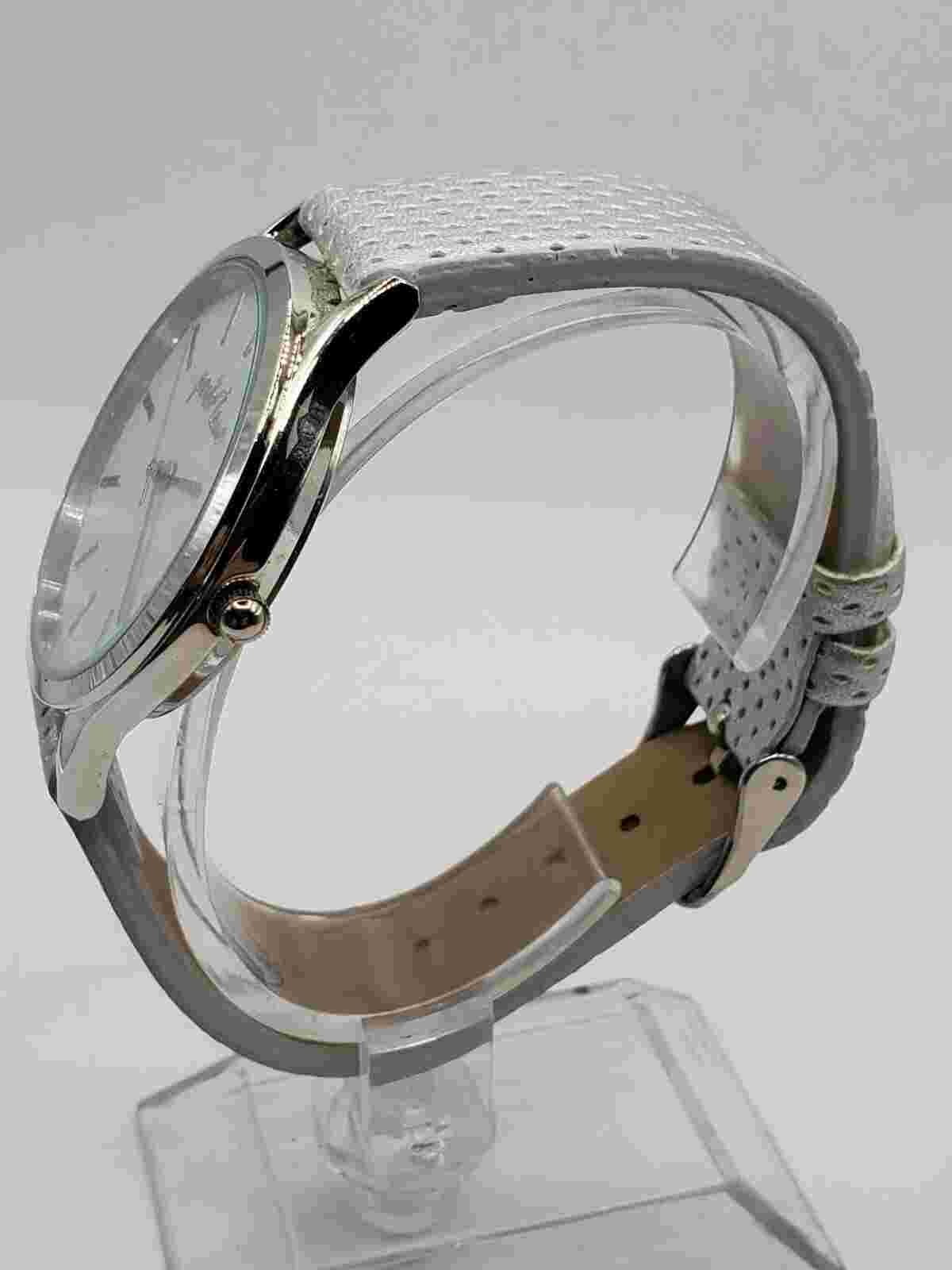 Park Lane Ladies Fashion Quartz Watch 36mm Round Silver Tone Faux Leather Band
