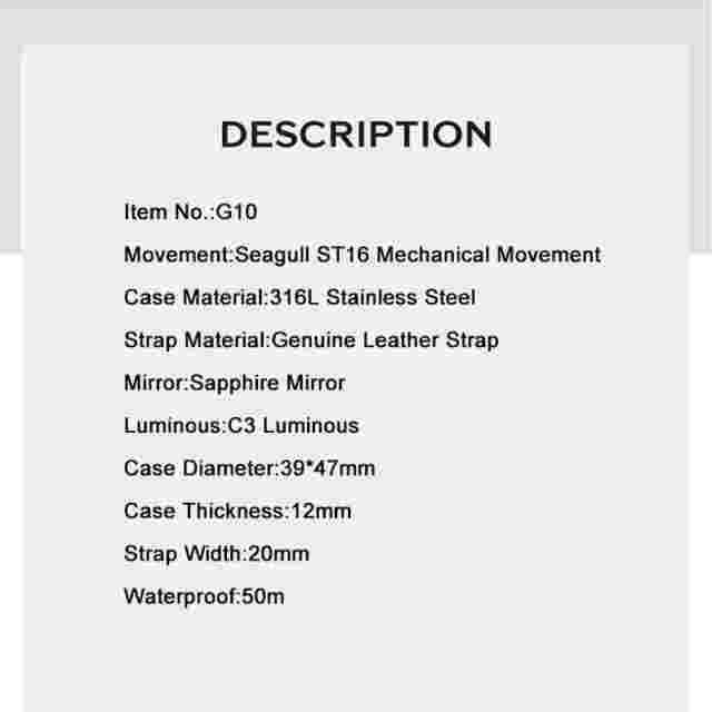 MERKUR Men Watch 39mm Pilot Manual Winding Mechanical Wristwatch ST16 Luminous