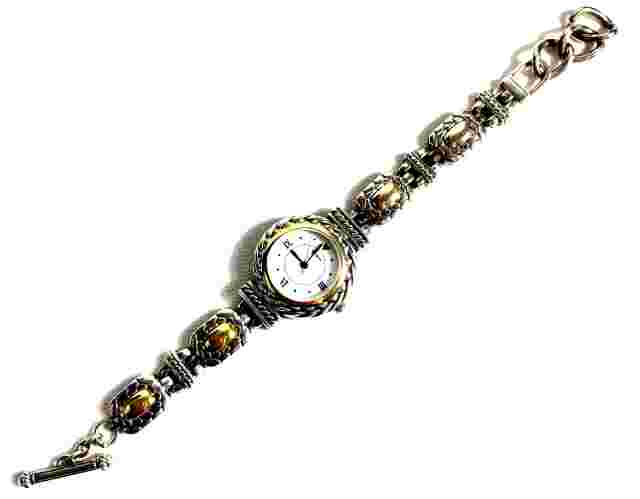 Brighton Nantucket Quartz Watch/Bracelet/Toggle Clasp/Silver w/Gold Tone Accents