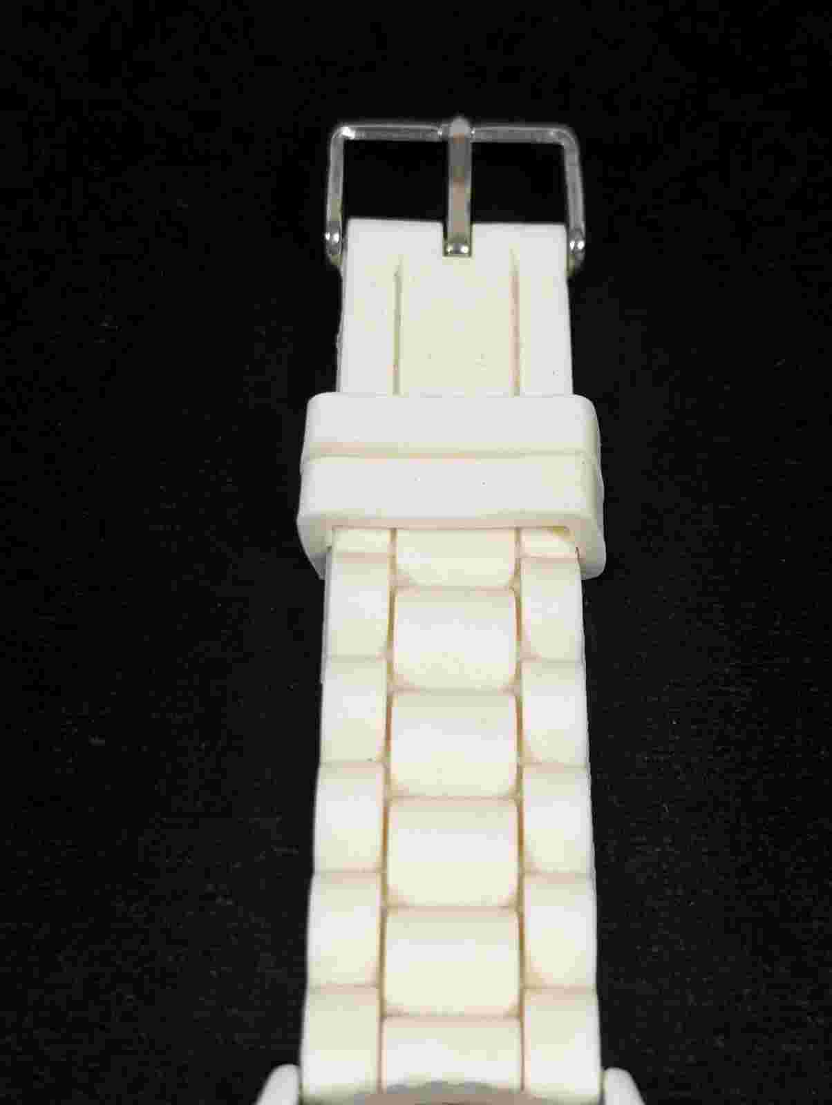 Charming Charlie White Dial Silver Tone Crystal Accent White Silicone Band Watch