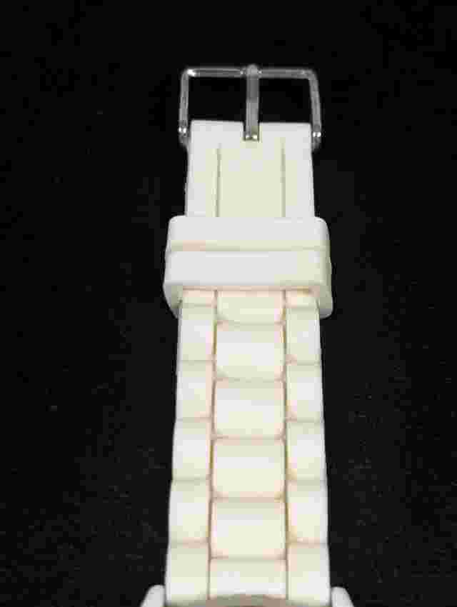 Charming Charlie White Dial Silver Tone Crystal Accent White Silicone Band Watch