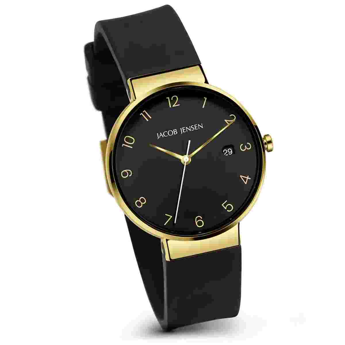 Jacob Jensen Men's Watch Titanium Quartz Black/Gold 185