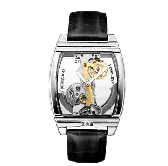 Men's Tourbillon Automatic Mechanical Watch BLack Leather BandChristmas Day Gift