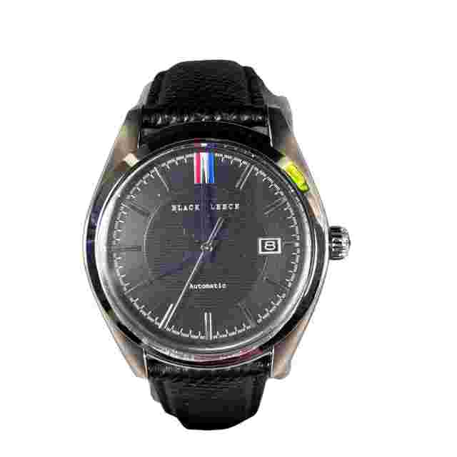Brooks Brothers Black Fleece Watch 42mm Black Face Black Leather Band NH35-0020