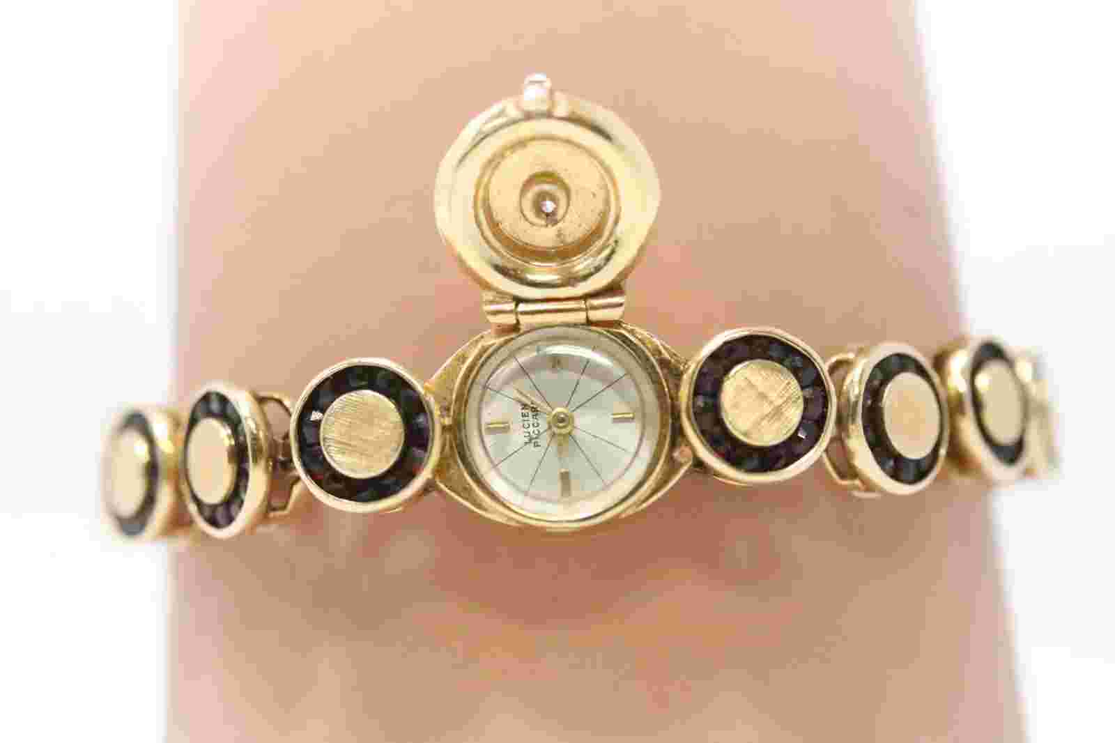 Lucien Piccard 14k Yellow Gold Ladies Diamond Garnet Watch