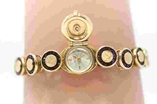Lucien Piccard 14k Yellow Gold Ladies Diamond Garnet Watch