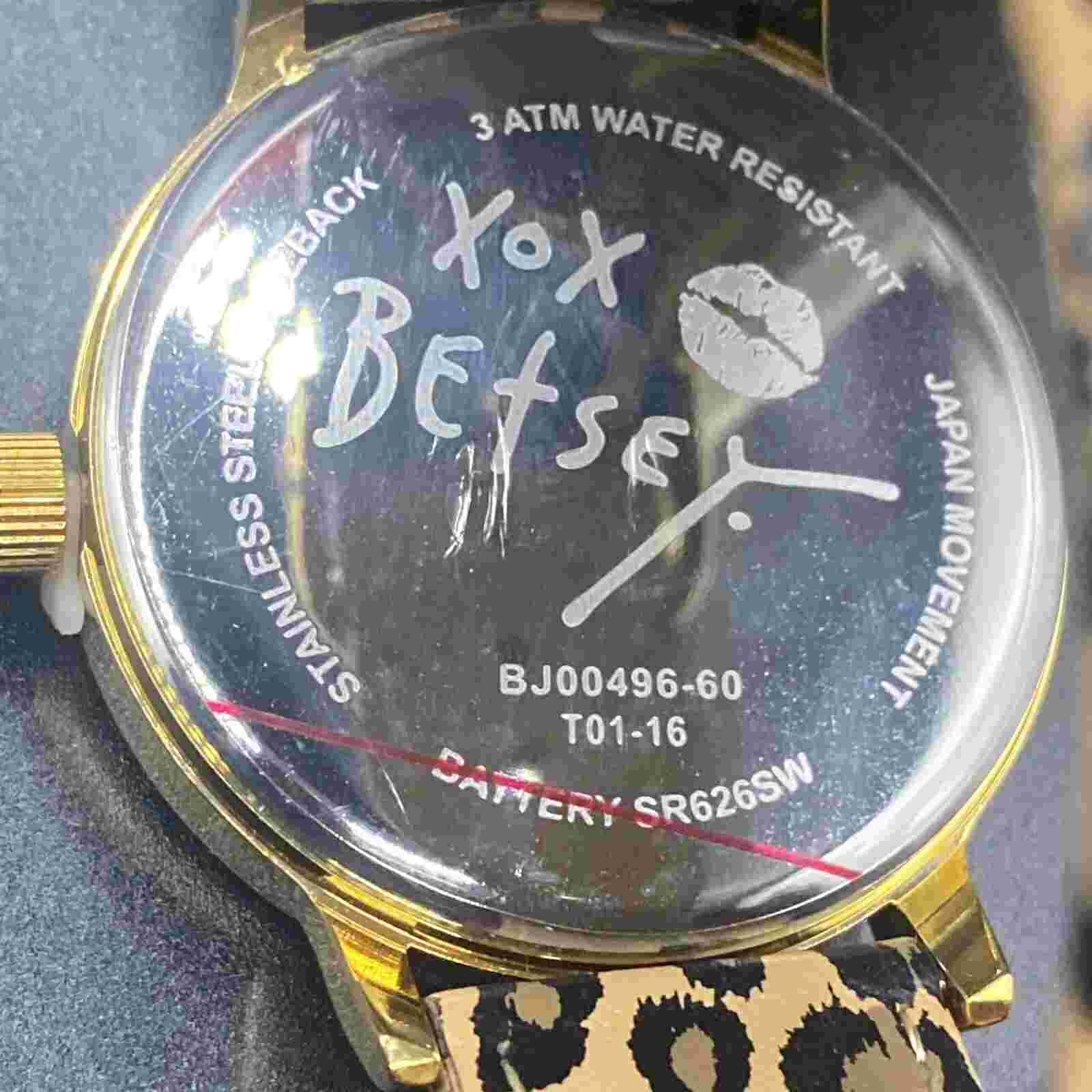NWT Betsey Johnson Watch Hawaiian Pineapple Leopard Leather Band Crystals