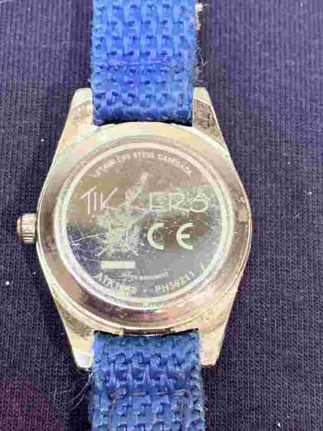 Tikkers Watch Blue & Black Football Theme Strap untested spares or repair