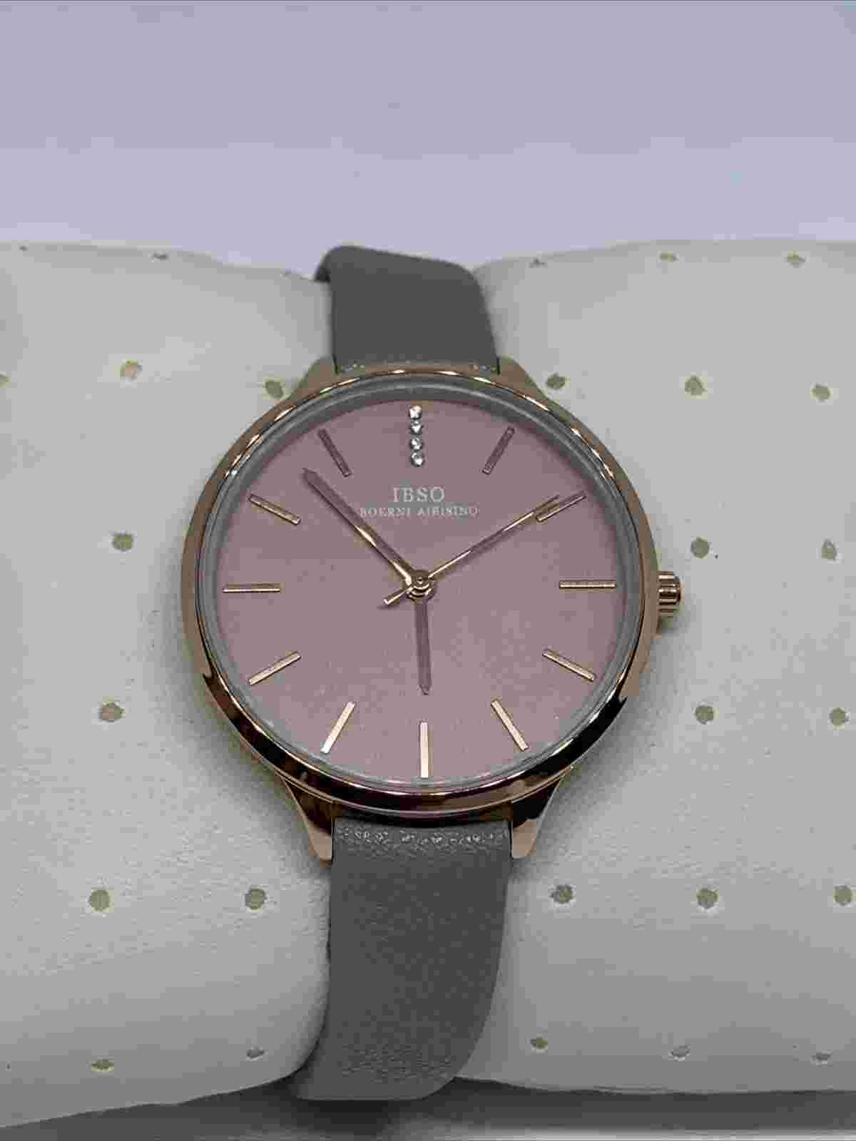 IBSO Boerni Aibisino S6603L Women's Gray Leather Analog Dial Quartz Watch AEW120